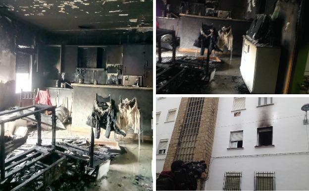 La vivienda, situada en el primer piso, ha quedado totalmente calcinada/BRÍGIDO