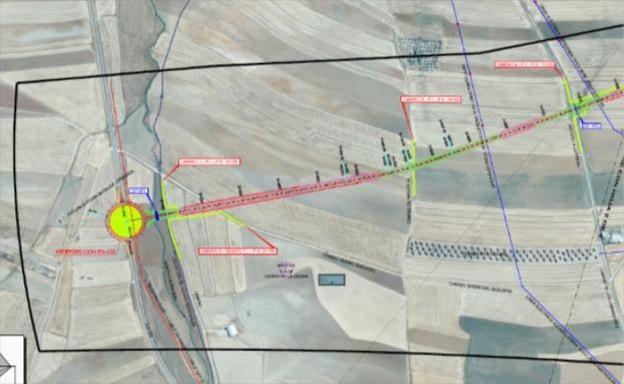 Trazado sobre el plano de la variante de Llerena, en la carretera EX-103. :: hoy/