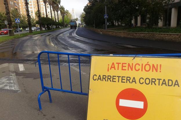 Tramo cortado por obras este lunes./HOY