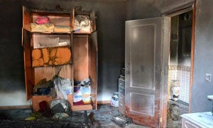 Así ha quedado el interior de la vivienda incendiada en Barbaño CASIMIRO/