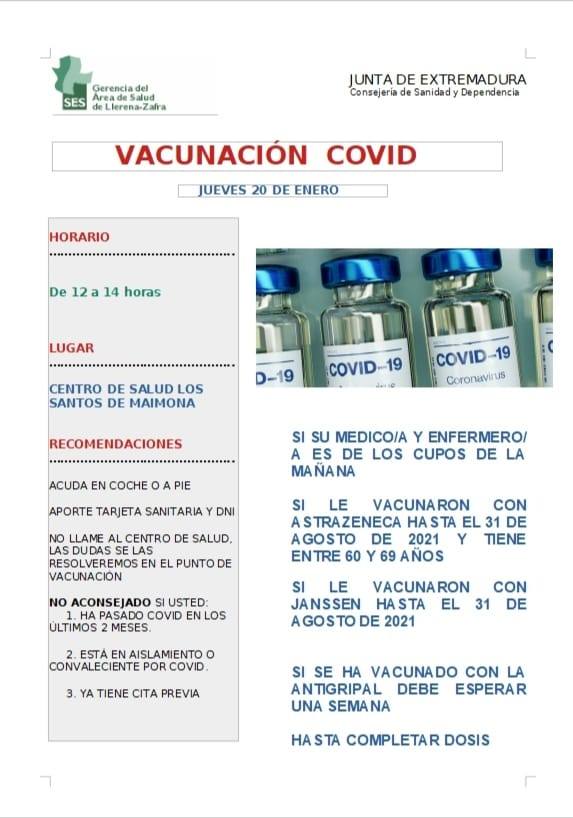 Cartel de la vacunación del proximo jueves 