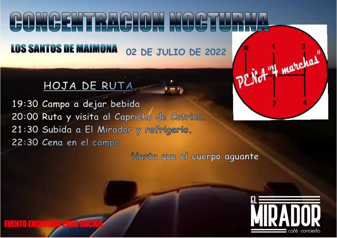 Cartel de la ruta del Club 'Peña 4 Marchas' de coches antiguos /hoy