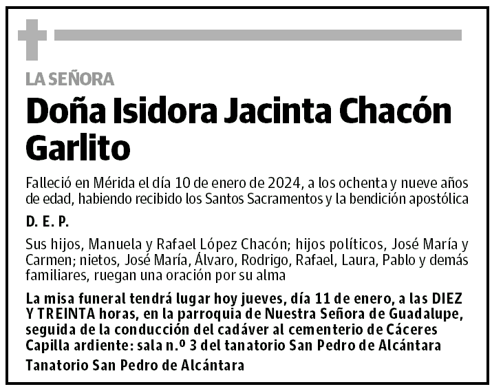 Isidora Jacinta Chacón Garlito