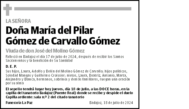 María del Pilar Gómez de Carvallo Gómez