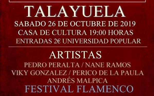 Festival flamenco el 26 de octubre en Talayuela