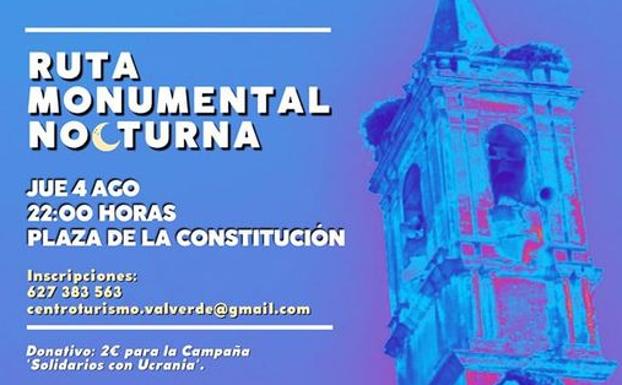 Cartel de la ruta nocturna monumental de Valverde de Leganés/Ayuntamiento