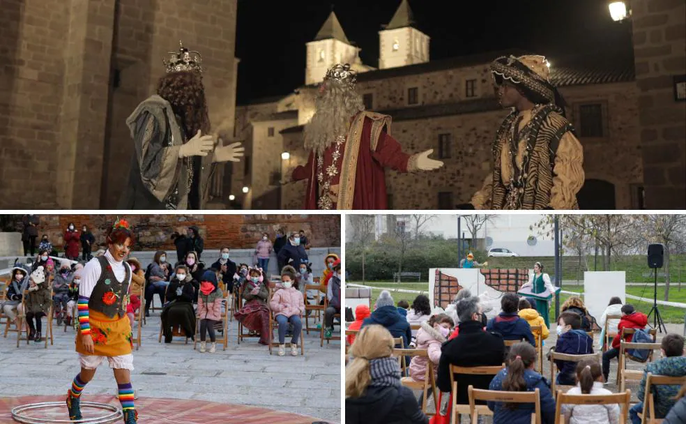 Los Reyes Magos en la Plaza de Santa María, desde donde enviaron un mensaje a los niños. / HOY