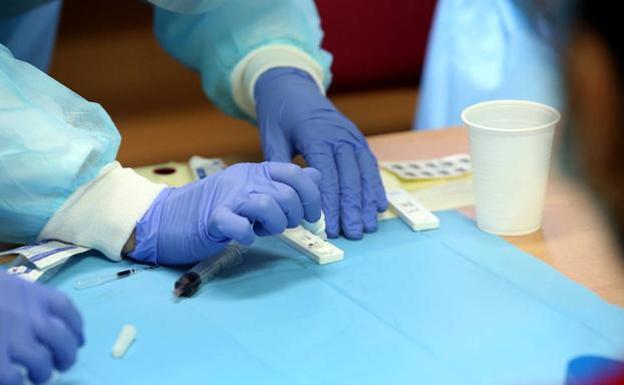 Un sanitario realiza varias pruebas covid. /Efe
