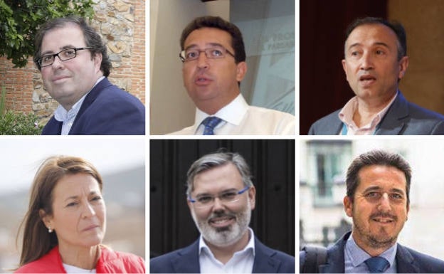 Arriba: Alberto Casero, Fernando Manzano y Laureano León.  Abajo: Elena Nevado, Fernando Pizarro y Víctor Píriz. 