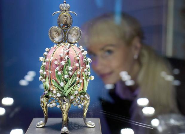One of Russian jeweler Peter Karl Faberge's 'Easter Eggs' on display at Charlottenburg Castle in Berlin, Germany in 2005.