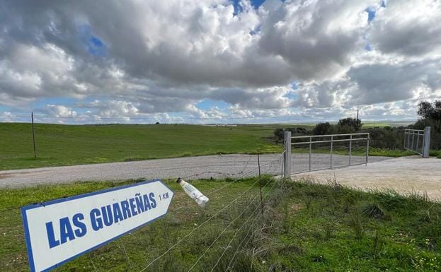 Acceso a la finca Las Guareñas, en Valencia de las Torres./HACHE BENÍTEZ