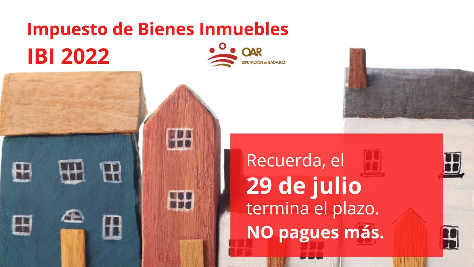 El 29 de julio finaliza el plazo de pago de los recibos no domiciliados del IBI en la provincia de Badajoz